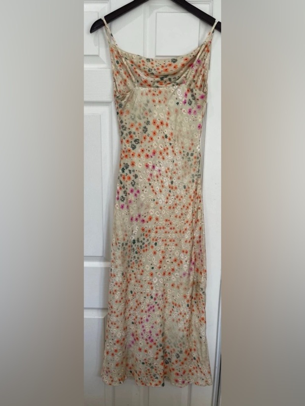Floral Cowl Neck Satin Slip Midi Dress XS - Picture 7 of 7